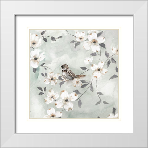 Spring Solo Serenade III White Modern Wood Framed Art Print with Double Matting by Nan