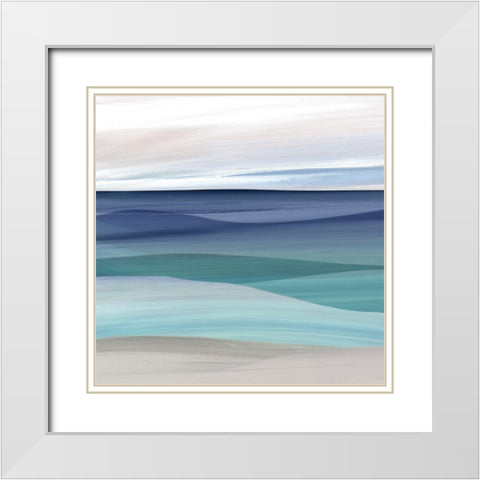 Blue Valley I White Modern Wood Framed Art Print with Double Matting by Robinson, Carol