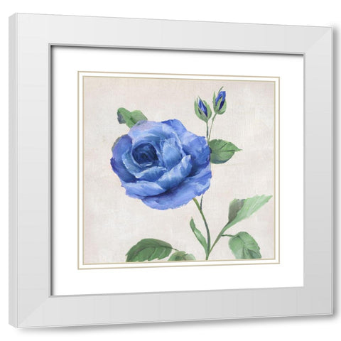 Blue Grandiflora I White Modern Wood Framed Art Print with Double Matting by Nan