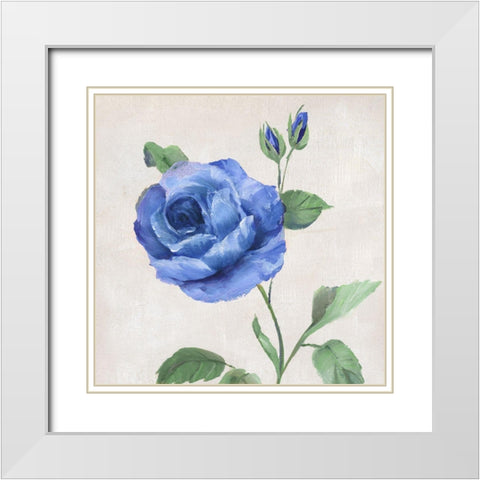 Blue Grandiflora I White Modern Wood Framed Art Print with Double Matting by Nan