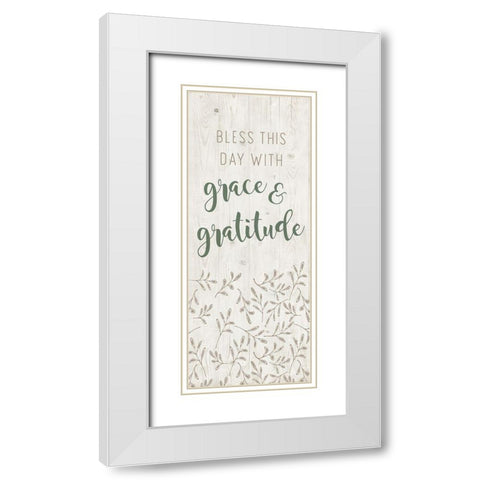 Grace and Gratitude White Modern Wood Framed Art Print with Double Matting by Murray, Amanda