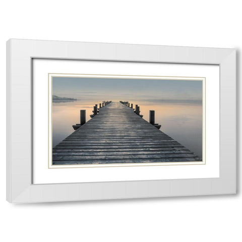 Sun Down White Modern Wood Framed Art Print with Double Matting by Calascibetta, Mike