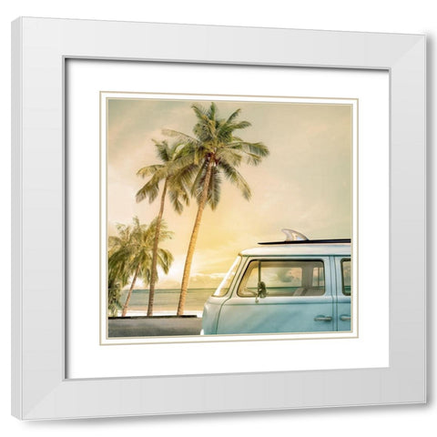 Day of Surfing White Modern Wood Framed Art Print with Double Matting by Calascibetta, Mike