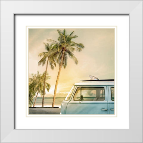 Day of Surfing White Modern Wood Framed Art Print with Double Matting by Calascibetta, Mike