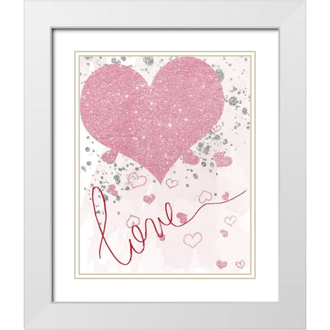 Sparkling Love White Modern Wood Framed Art Print with Double Matting by Santiago, Daniela