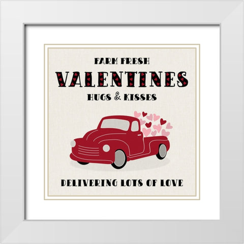 Farm Fresh Valentines White Modern Wood Framed Art Print with Double Matting by CAD Designs