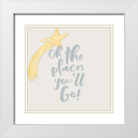 Places Youll Go White Modern Wood Framed Art Print with Double Matting by CAD Designs