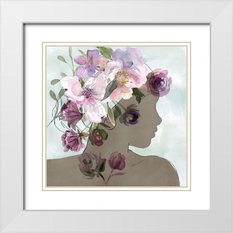 Flower Power Beauty I White Modern Wood Framed Art Print with Double Matting by Robinson, Carol