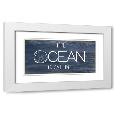 Ocean Calling White Modern Wood Framed Art Print with Double Matting by CAD Designs