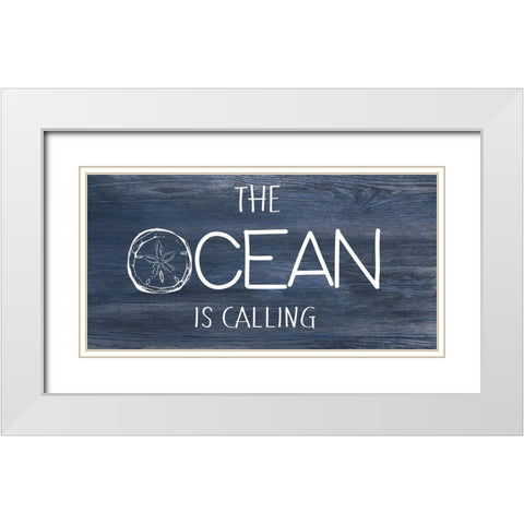 Ocean Calling White Modern Wood Framed Art Print with Double Matting by CAD Designs