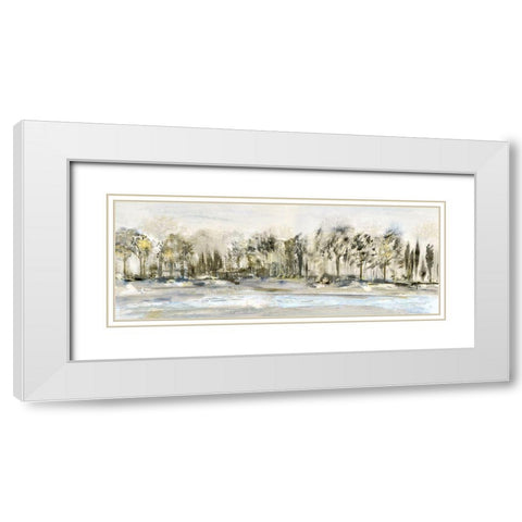 Debruce Tree Line White Modern Wood Framed Art Print with Double Matting by Jill, Susan