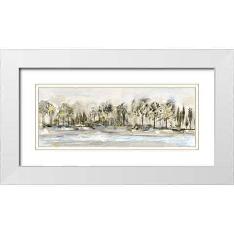 Debruce Tree Line White Modern Wood Framed Art Print with Double Matting by Jill, Susan