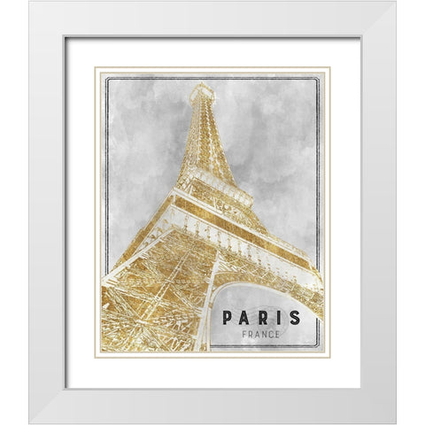Shimmering Eiffel White Modern Wood Framed Art Print with Double Matting by Carpentieri, Natalie