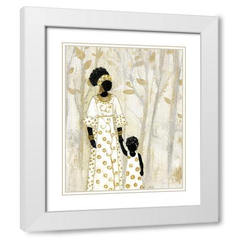 Generation of Footsteps White Modern Wood Framed Art Print with Double Matting by Tava Studios