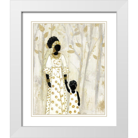 Generation of Footsteps White Modern Wood Framed Art Print with Double Matting by Tava Studios