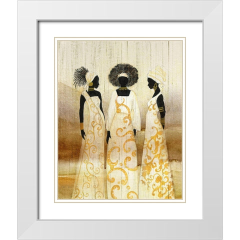 Sisterhood White Modern Wood Framed Art Print with Double Matting by Tava Studios