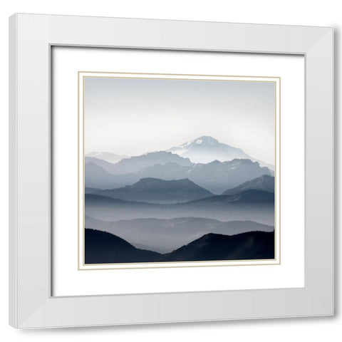 Mountain Cascade White Modern Wood Framed Art Print with Double Matting by Delimont, Danita