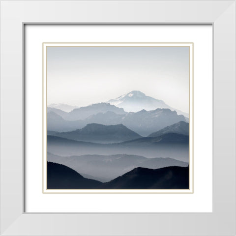 Mountain Cascade White Modern Wood Framed Art Print with Double Matting by Delimont, Danita