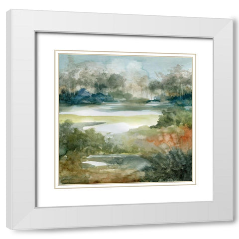 Converging Streams White Modern Wood Framed Art Print with Double Matting by Robinson, Carol