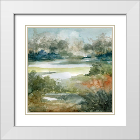 Converging Streams White Modern Wood Framed Art Print with Double Matting by Robinson, Carol