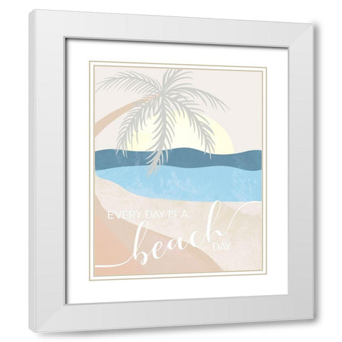 Beach Day White Modern Wood Framed Art Print with Double Matting by Santiago, Daniela