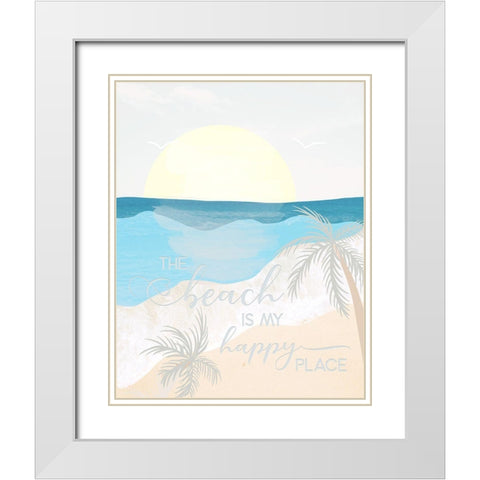 Happy Place White Modern Wood Framed Art Print with Double Matting by Santiago, Daniela