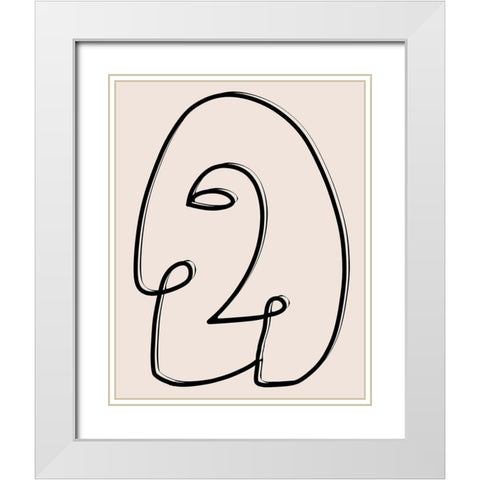 Face It II White Modern Wood Framed Art Print with Double Matting by Santiago, Daniela