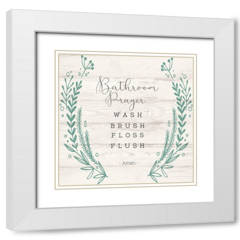 Bathroom Prayer White Modern Wood Framed Art Print with Double Matting by Jill, Susan