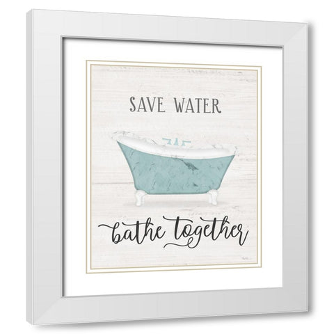 Save Water White Modern Wood Framed Art Print with Double Matting by Carpentieri, Natalie