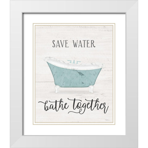 Save Water White Modern Wood Framed Art Print with Double Matting by Carpentieri, Natalie
