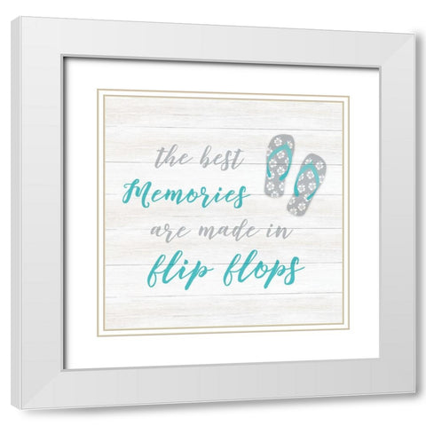 Flip Flop Memories White Modern Wood Framed Art Print with Double Matting by CAD Designs