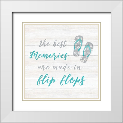 Flip Flop Memories White Modern Wood Framed Art Print with Double Matting by CAD Designs