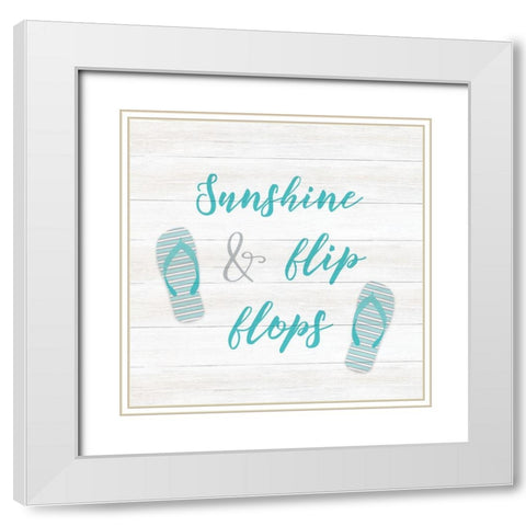 Sunshine and Flip Flops White Modern Wood Framed Art Print with Double Matting by CAD Designs