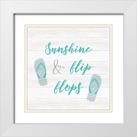 Sunshine and Flip Flops White Modern Wood Framed Art Print with Double Matting by CAD Designs