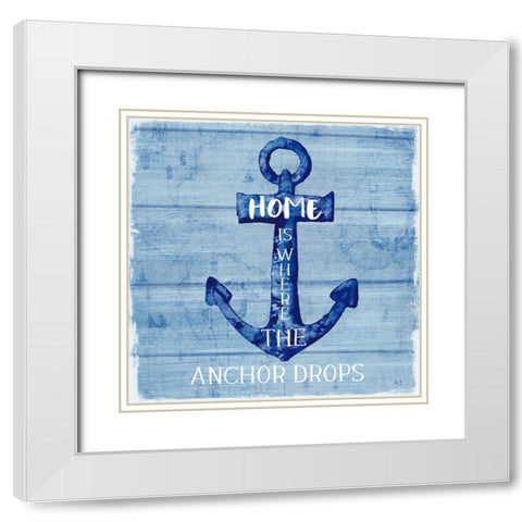 Anchor Drops White Modern Wood Framed Art Print with Double Matting by Jill, Susan