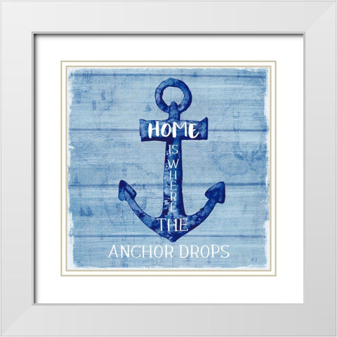 Anchor Drops White Modern Wood Framed Art Print with Double Matting by Jill, Susan