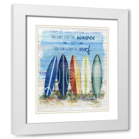 Learn to Surf White Modern Wood Framed Art Print with Double Matting by Dunlap, Marilyn