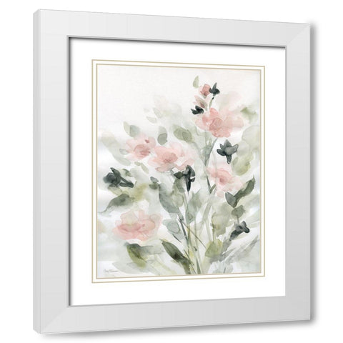 Floral Romance II White Modern Wood Framed Art Print with Double Matting by Robinson, Carol