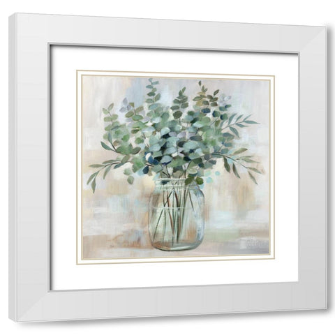 Summer Greens White Modern Wood Framed Art Print with Double Matting by Nan