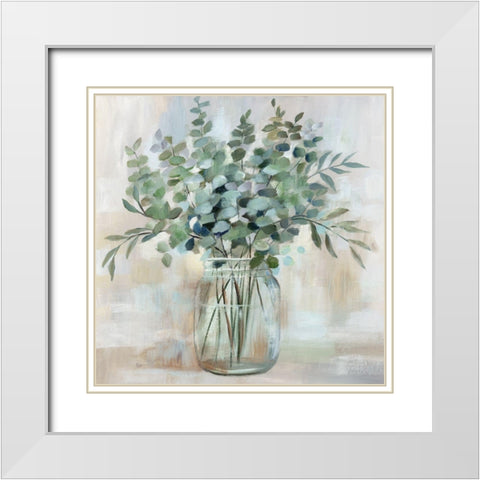Summer Greens White Modern Wood Framed Art Print with Double Matting by Nan