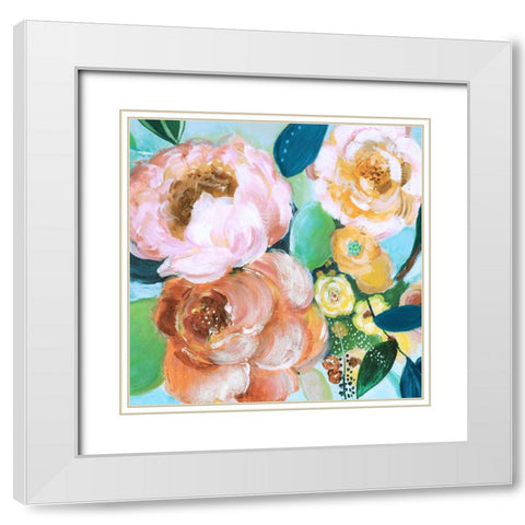 Happy Garden I White Modern Wood Framed Art Print with Double Matting by Tava Studios