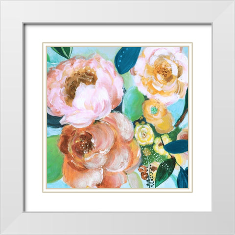Happy Garden I White Modern Wood Framed Art Print with Double Matting by Tava Studios