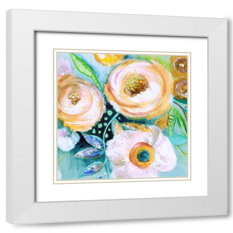 Happy Garden II White Modern Wood Framed Art Print with Double Matting by Tava Studios