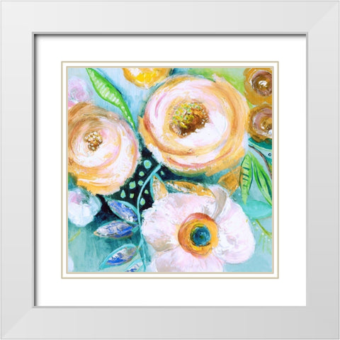 Happy Garden II White Modern Wood Framed Art Print with Double Matting by Tava Studios