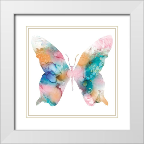 Butterfly and Marble II White Modern Wood Framed Art Print with Double Matting by Robinson, Carol