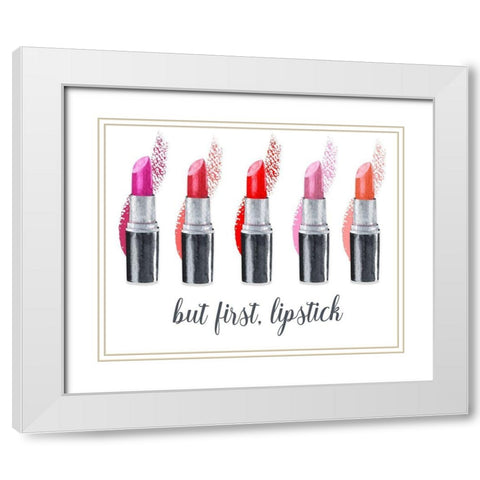 But First-Lipstick White Modern Wood Framed Art Print with Double Matting by Jill, Susan