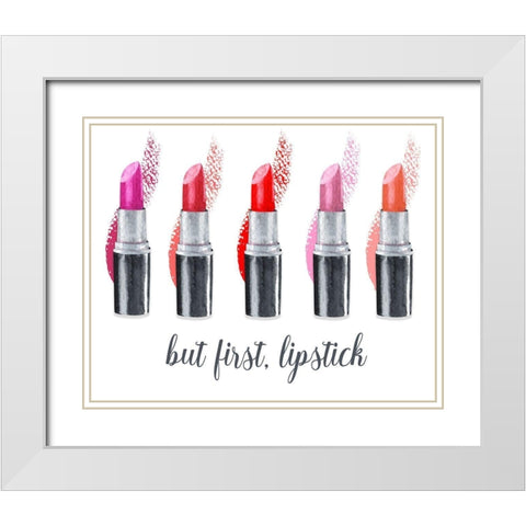 But First-Lipstick White Modern Wood Framed Art Print with Double Matting by Jill, Susan