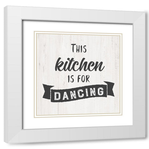 Dancing Kitchen White Modern Wood Framed Art Print with Double Matting by CAD Designs