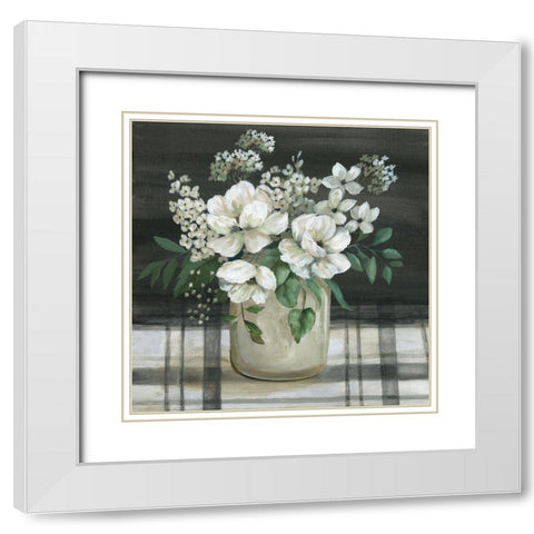 Country Bouquet White Modern Wood Framed Art Print with Double Matting by Nan