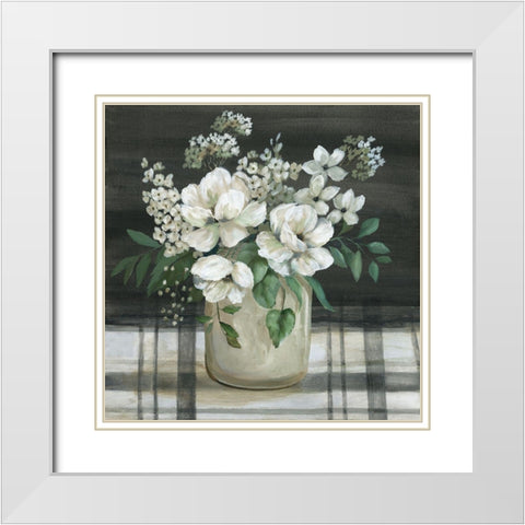 Country Bouquet White Modern Wood Framed Art Print with Double Matting by Nan